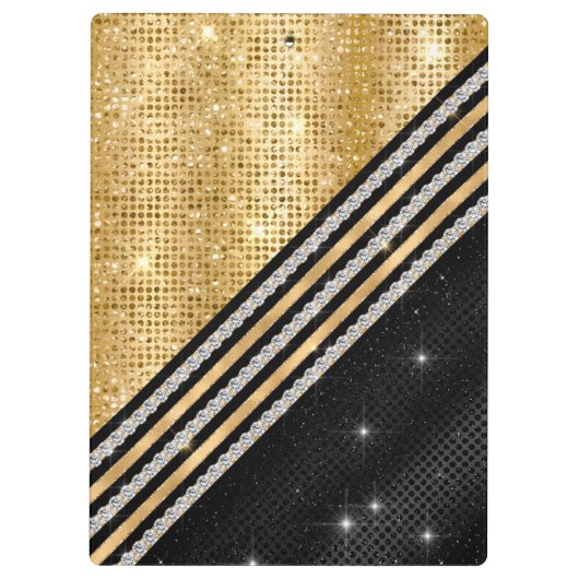 Stilvolle Imitate Kristallgolden und schwarz Perso Klemmbrett (Rückseite)