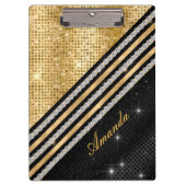Stilvolle Imitate Kristallgolden und schwarz Perso Klemmbrett (Vorderseite)