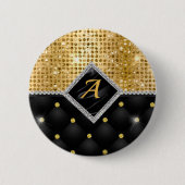 Stilvolle Imitate Kristallgoldfarben-Monogramm Button (Vorderseite)