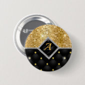 Stilvolle Imitate Kristallgoldfarben-Monogramm Button (Vorne & Hinten)