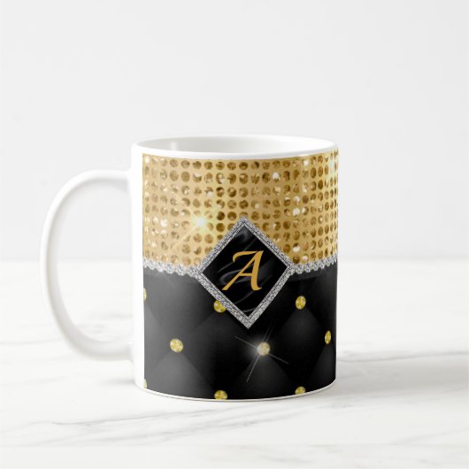 Stilvolle Imitate Kristallgoldfarben-Monogramm Kaffeetasse (Links)