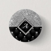 Stilvolle Imitate Kristallsilber-Monogramm Button (Vorderseite)