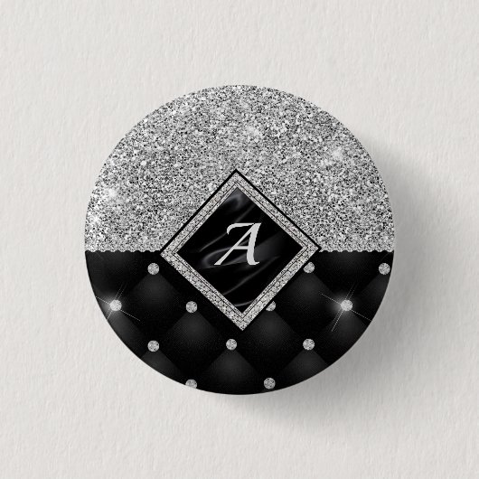 Stilvolle Imitate Kristallsilber-Monogramm Button (Vorderseite)
