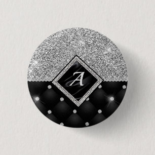 Stilvolle Imitate Kristallsilber-Monogramm Button