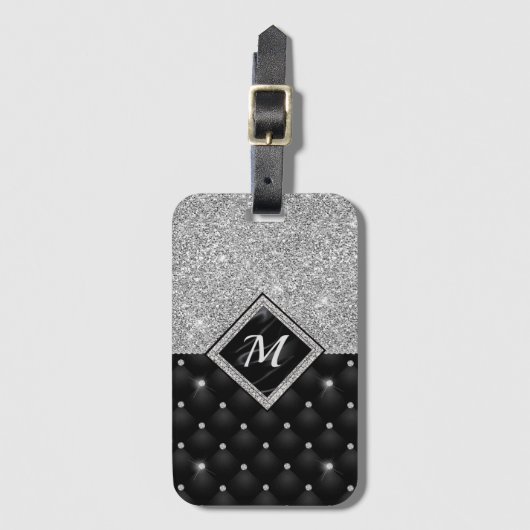 Stilvolle Imitate Kristallsilber-Monogramm Gepäckanhänger (Vorderseite Vertikal)