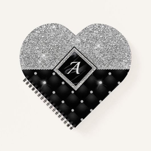 Stilvolle Imitate Kristallsilber-Monogramm Notizblock (Vorderseite)