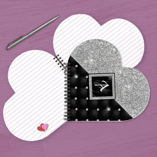 Stilvolle Imitate Kristallsilber-Monogramm Notizblock