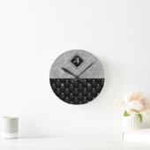 Stilvolle Imitate Kristallsilber-Monogramm Runde Wanduhr (Zuhause)
