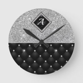 Stilvolle Imitate Kristallsilber-Monogramm Runde Wanduhr