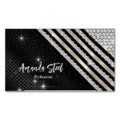 Stilvolle Imitate Kristallsilber und schwarz Perso Magnetische Visitenkarte (Vorderseite)