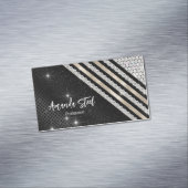 Stilvolle Imitate Kristallsilber und schwarz Perso Magnetische Visitenkarte (Beispiel)