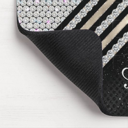 Stilvolle Imitate Kristallsilber und schwarz Perso Mousepad (Ecke)