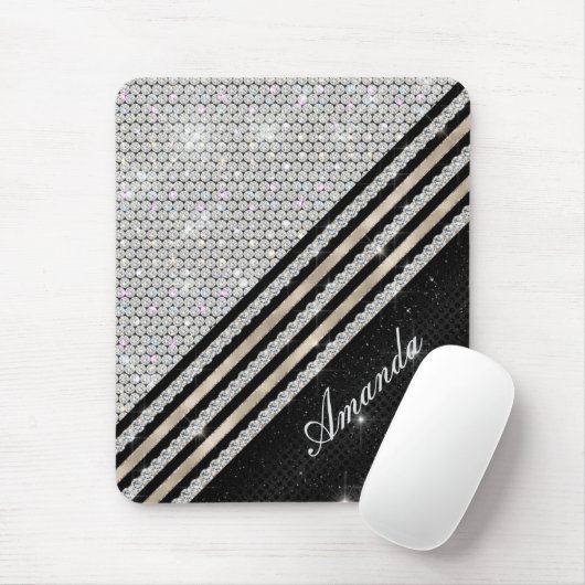 Stilvolle Imitate Kristallsilber und schwarz Perso Mousepad (Mit Mouse)