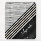 Stilvolle Imitate Kristallsilber und schwarz Perso Mousepad (Vorne)