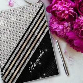 Stilvolle Imitate Kristallsilber und schwarz Perso Notizblock