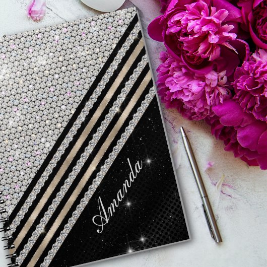 Stilvolle Imitate Kristallsilber und schwarz Perso Notizblock