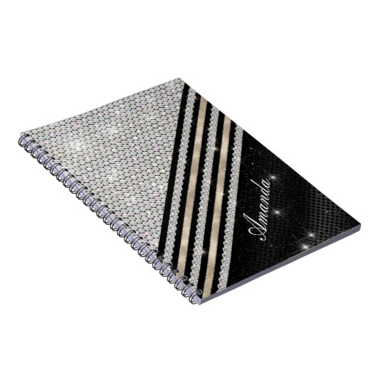 Stilvolle Imitate Kristallsilber und schwarz Perso Notizblock (Rechte Seite)