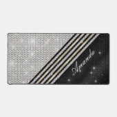 Stilvolle Imitate Kristallsilber und schwarz Perso Schreibtischunterlage (Vorderseite)