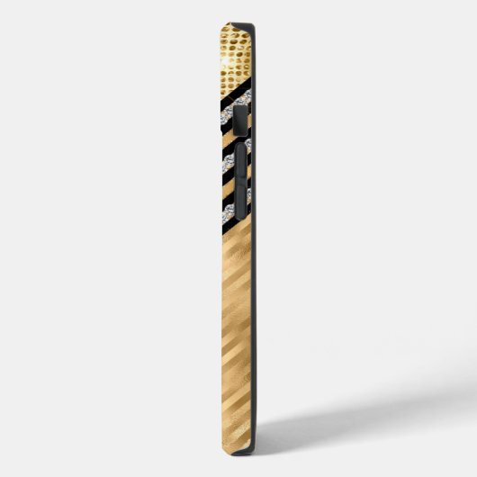 Stilvolle Imitate Kristallwaren und Gold Glitzer P Case-Mate iPhone Hülle (Rückseite / Links)