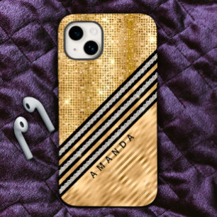 Stilvolle Imitate Kristallwaren und Gold Glitzer P Case-Mate iPhone Hülle
