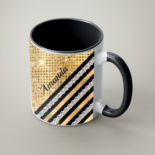 Stilvolle Imitate Kristallwaren und Gold Glitzer P Kaffeetasse