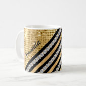 Stilvolle Imitate Kristallwaren und Gold Glitzer P Kaffeetasse (Vorderseite Links)