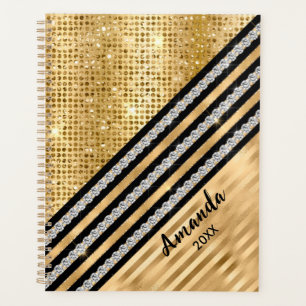 Stilvolle Imitate Kristallwaren und Gold Glitzer P Planer