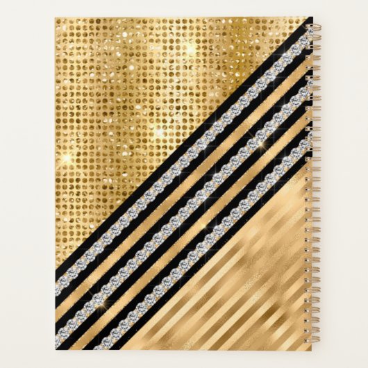 Stilvolle Imitate Kristallwaren und Gold Glitzer P Planer (Rückseite)