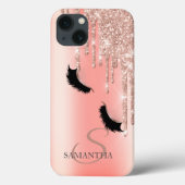 Stilvolle Imitate Lashes Glitzer Rose Gold Tropfen Case-Mate iPhone Hülle (Rückseite)