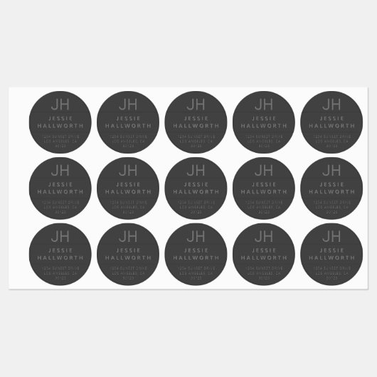 Stilvolle Imitate mit moderner Monogram wasserdich Etiketten (Blatt)