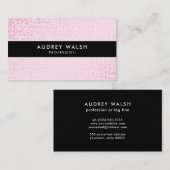 Stilvolle Imitate Pink Sequin Black Striped Visitenkarte (Vorne/Hinten)