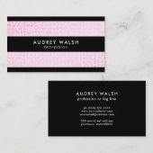 Stilvolle Imitate Pink Sequin Black Stripes Visitenkarte (Vorne/Hinten)