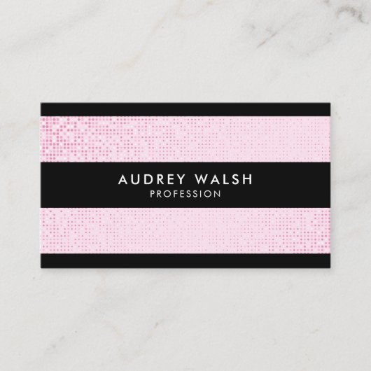 Stilvolle Imitate Pink Sequin Black Stripes Visitenkarte (Vorderseite)