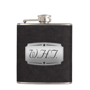 Stilvolle Imitate Schwarz Print Monogram Flachmann