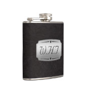 Stilvolle Imitate Schwarz Print Monogram Flachmann (Rechts)