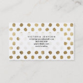 Stilvolle Imitatgoldblatt-Polkapunkte Brushstrokes Visitenkarte (Rückseite)
