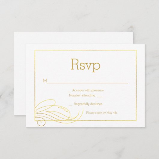 Stilvolle Imitats Gold Foil Rsvp Card (Vorne/Hinten)