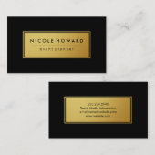 Stilvolle Imitats Gold Frame Black Background Visitenkarte (Vorne/Hinten)