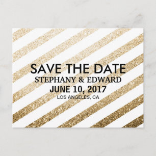 Stilvolle Imitats Gold Glitzer Save the Date Postk Ankündigungspostkarte