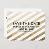 Stilvolle Imitats Gold Glitzer Save the Date Postk Ankündigungspostkarte (Vorne/Hinten)
