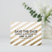 Stilvolle Imitats Gold Glitzer Save the Date Postk Ankündigungspostkarte (Stehend Vorderseite)
