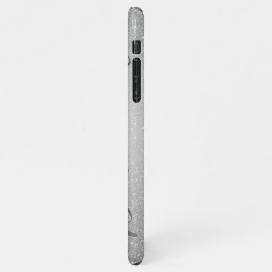 Stilvolle Imitats Gray Glitzer Silver Background C iPhone Hülle (Linke Seite)