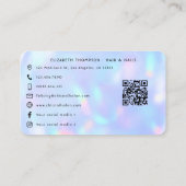Stilvolle Imitats Holographic Nail Salon Branding Visitenkarte (Rückseite)
