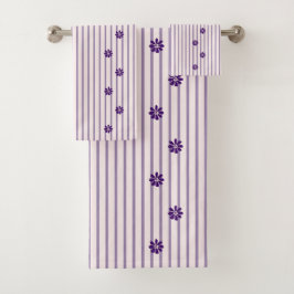 Stilvolle Indigo-Blume, blau und violett gestreift Badhandtuch Set
