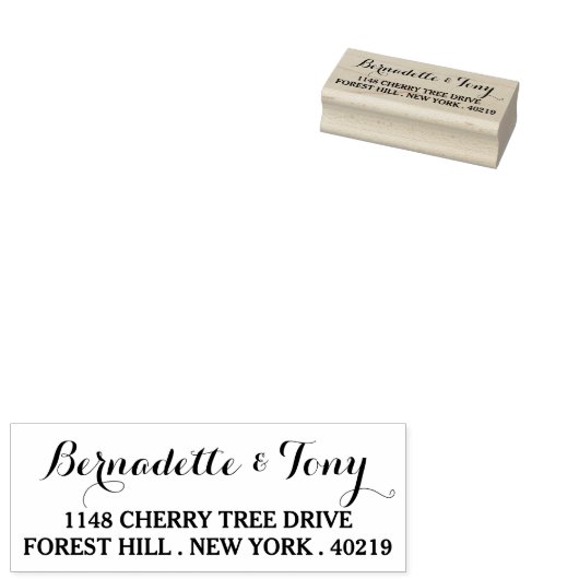 Stilvolle Individuelle Name & Address Wood Art Bri Gummistempel (Stempel)