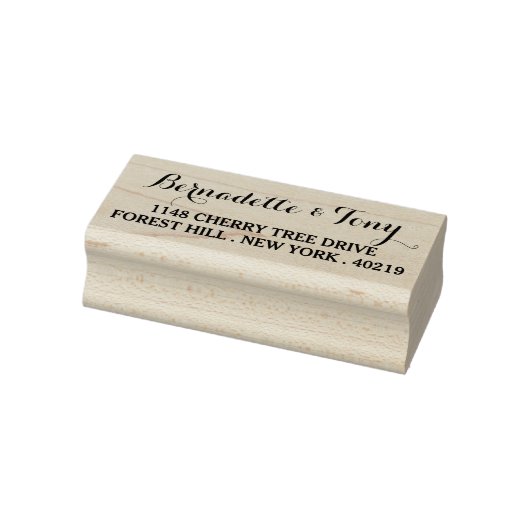 Stilvolle Individuelle Name & Address Wood Art Bri Gummistempel (Stempel)