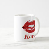 Stilvolle Individuelle Name-Tasse mit Roten Lippen Kaffeetasse (VorderseiteRechts)