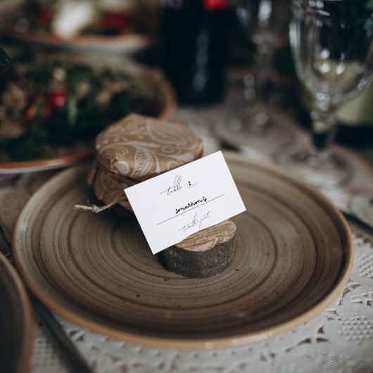 Stilvolle Individuelle Namen Hochzeit Schwarz-weiß Platzkarte