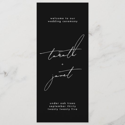 Stilvolle Individuelle Namen Hochzeitsfeier Programm (Vorderseite)