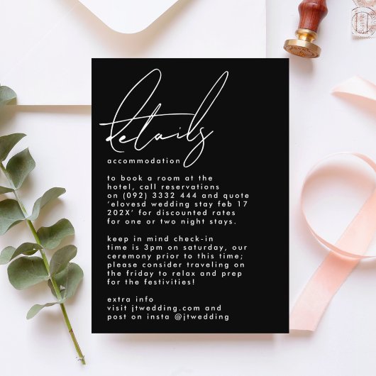 Stilvolle Individuelle Namen Schwarz-weiß Hochzeit Begleitkarte